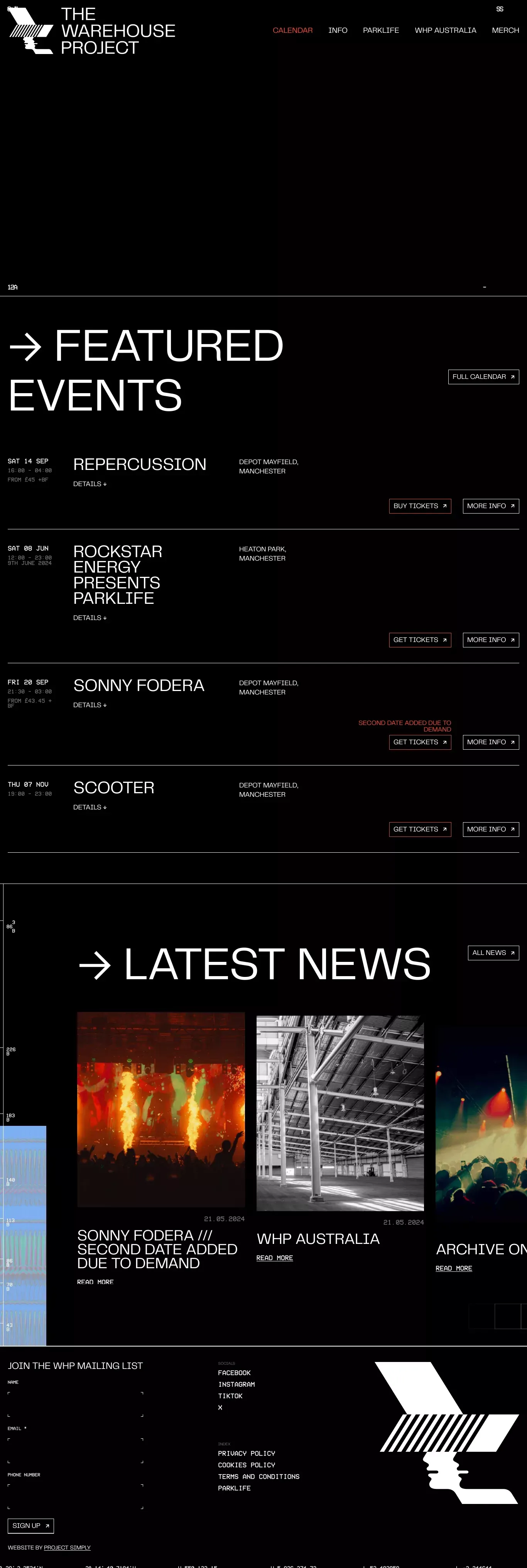 Home - The Warehouse Project - website design