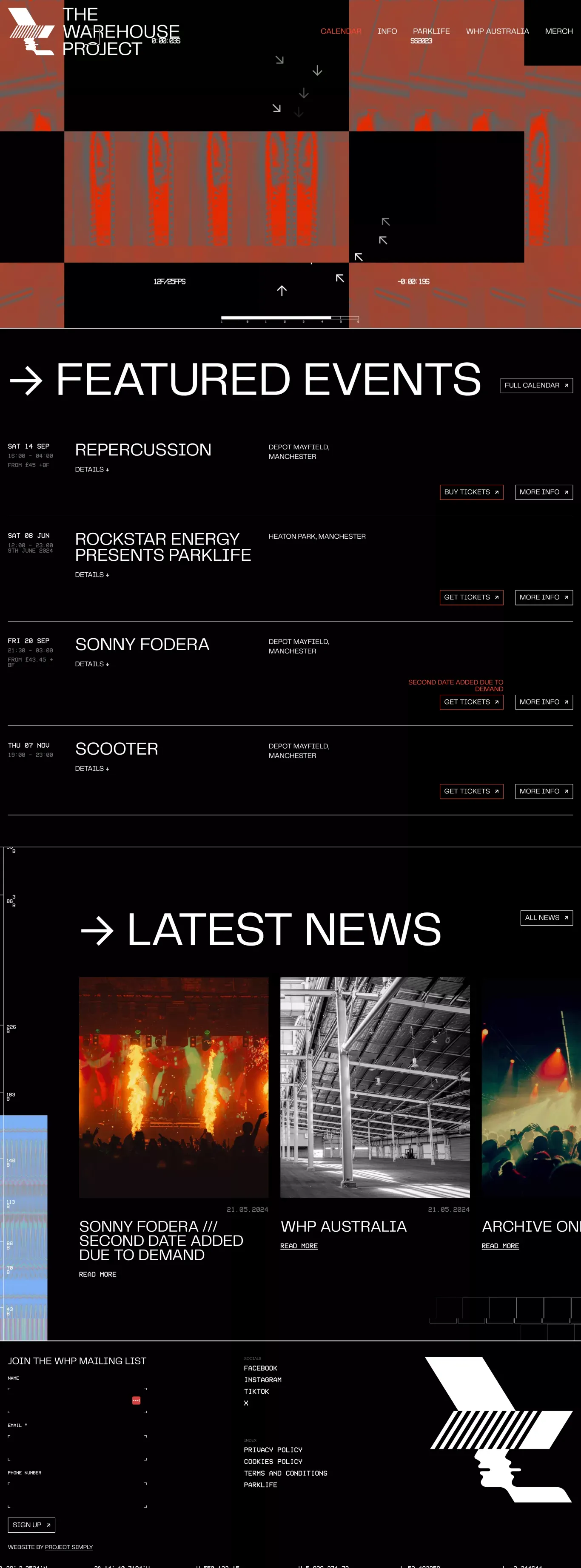 Home - The Warehouse Project - Landing design