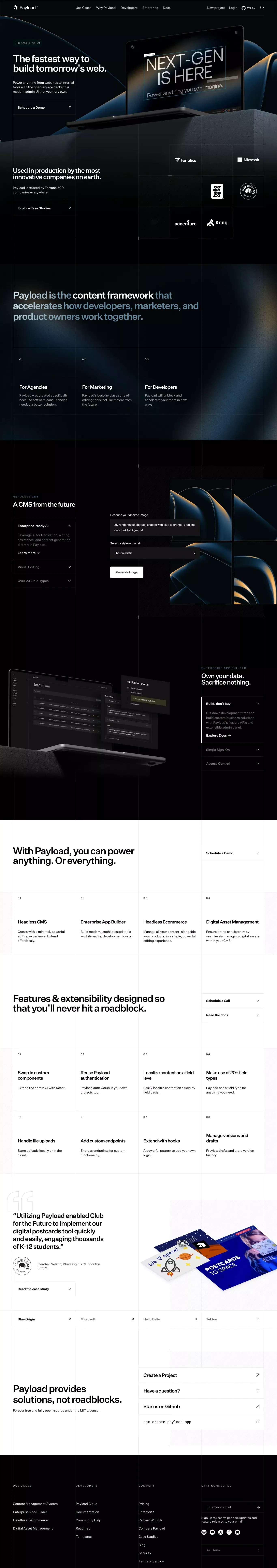 Payload: The fastest growing open-source headless CMS - Landing design