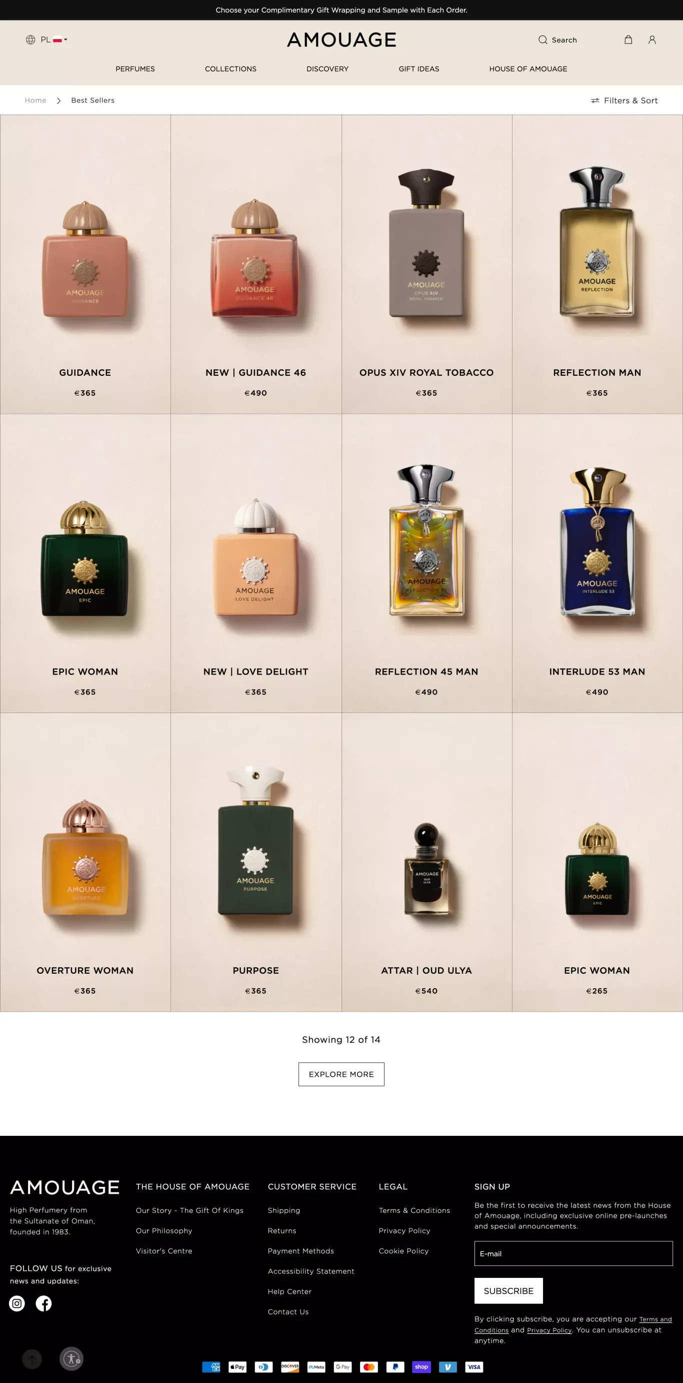 Best sellers – The House of Amouage - Product listing design