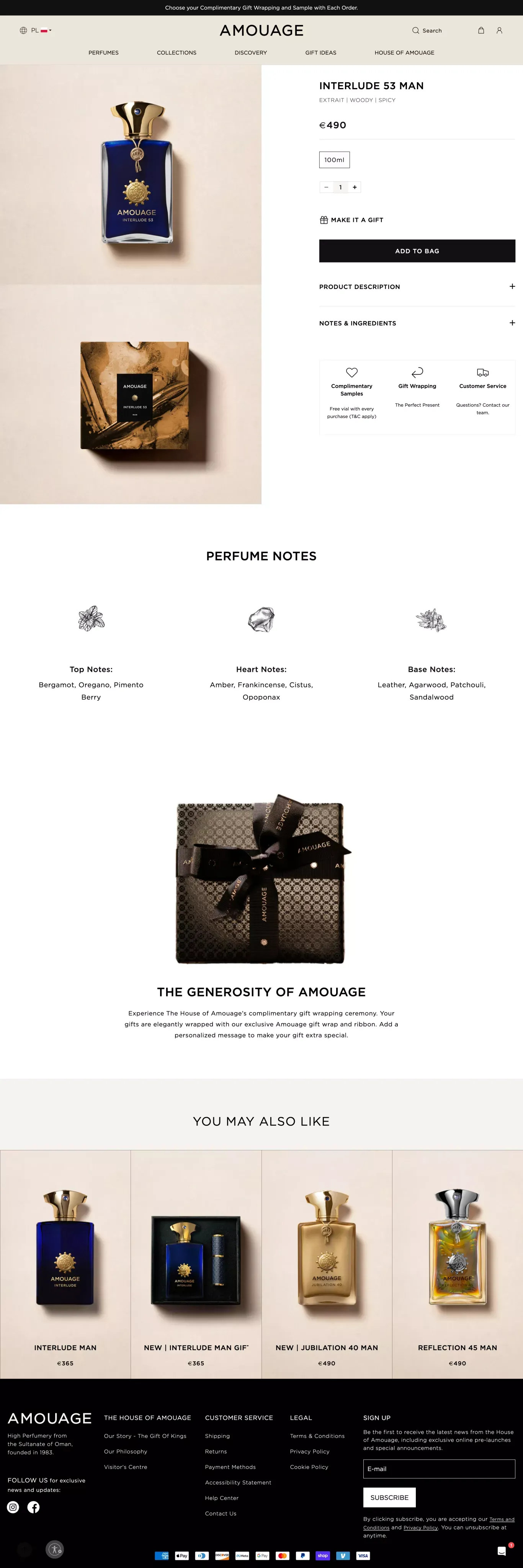 Amoauge | Interlude 53 Exceptional Extrait – The House of Amouage - Product page design