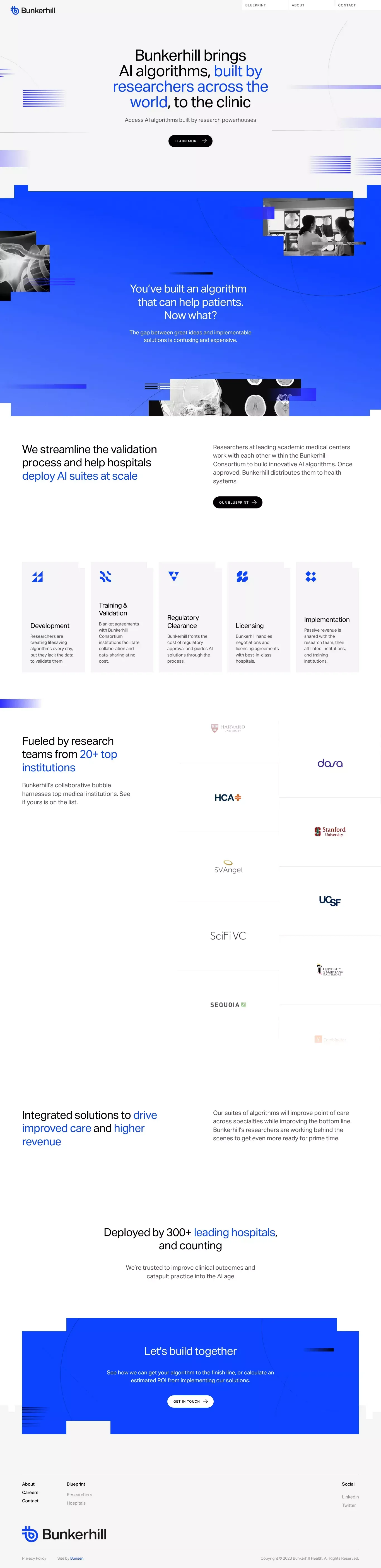 Bunkerhill Health | Advancing AI Healthcare from Concept to Clinic - Landing design