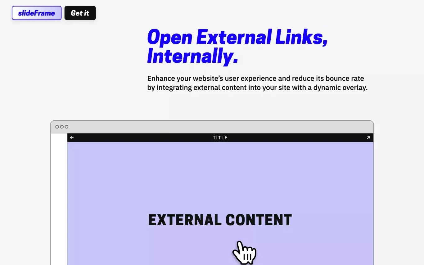 slideFrame â Open External Links, Internally. - Landing design