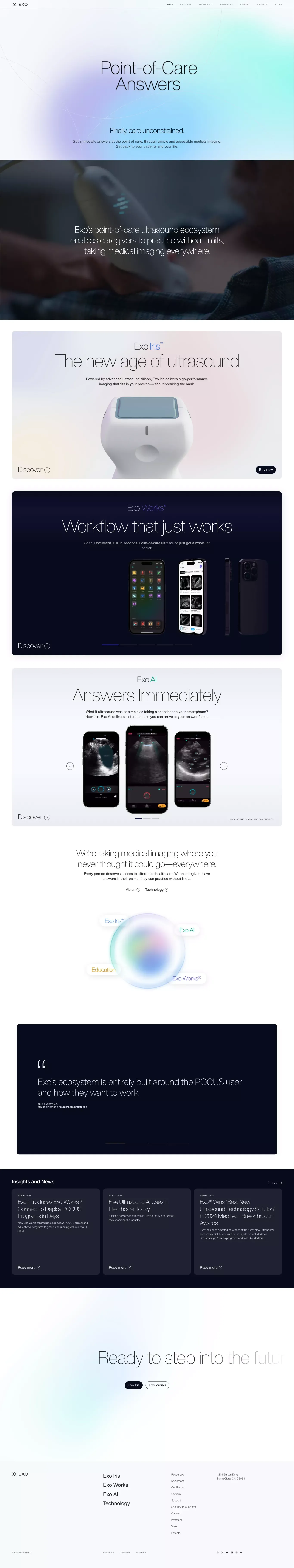 Exo® | Portable Ultrasound Ecosystem for Point-of-Care Answers - Landing design