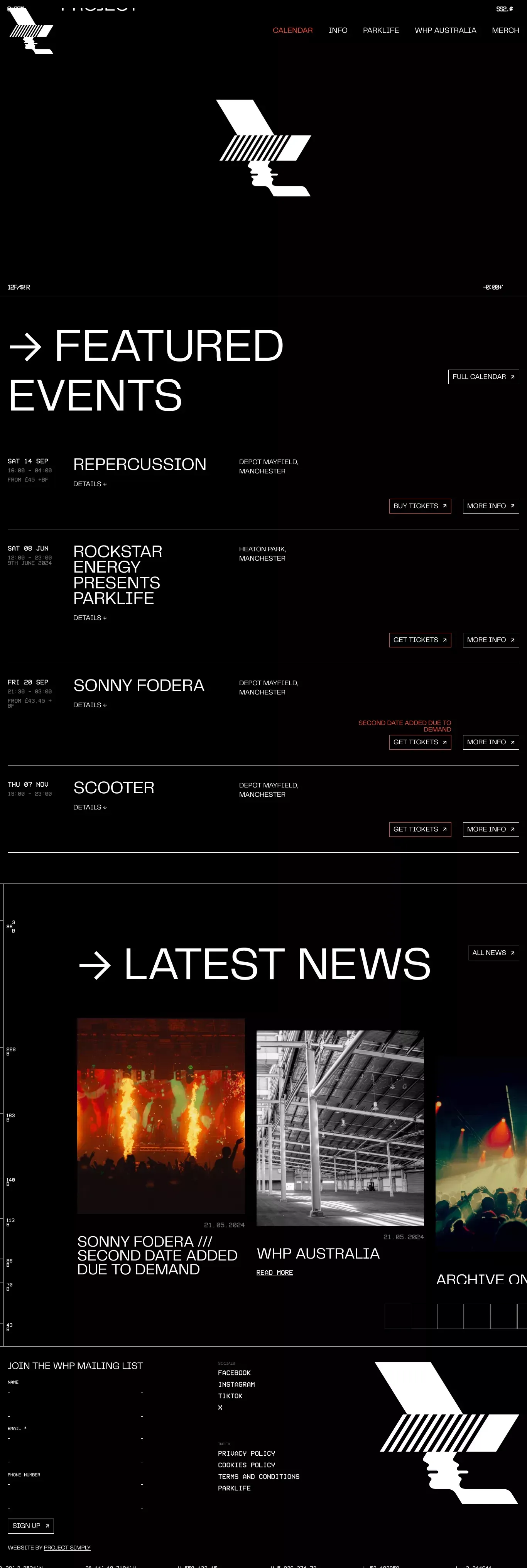 Home - The Warehouse Project - website design