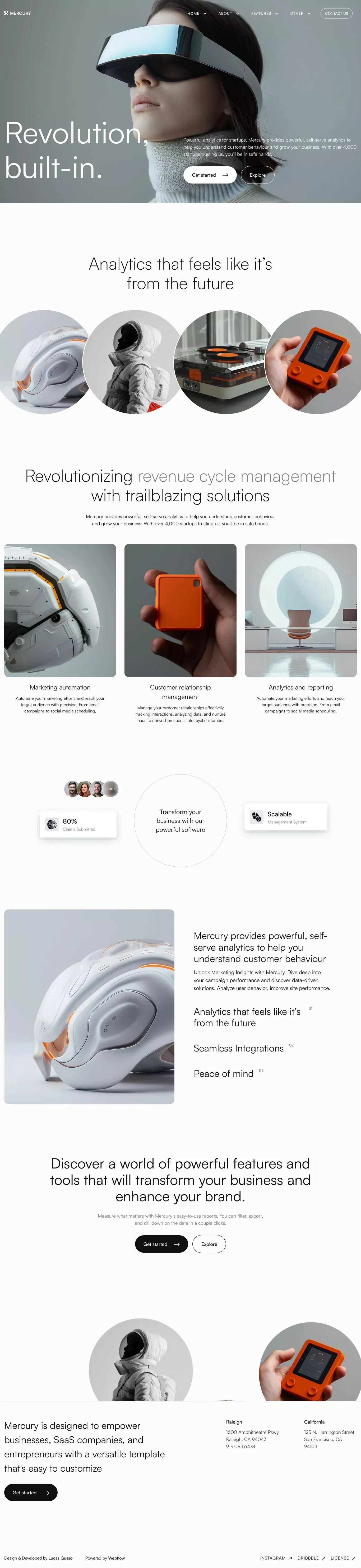 Mercury - Webflow Ecommerce website template - Template design