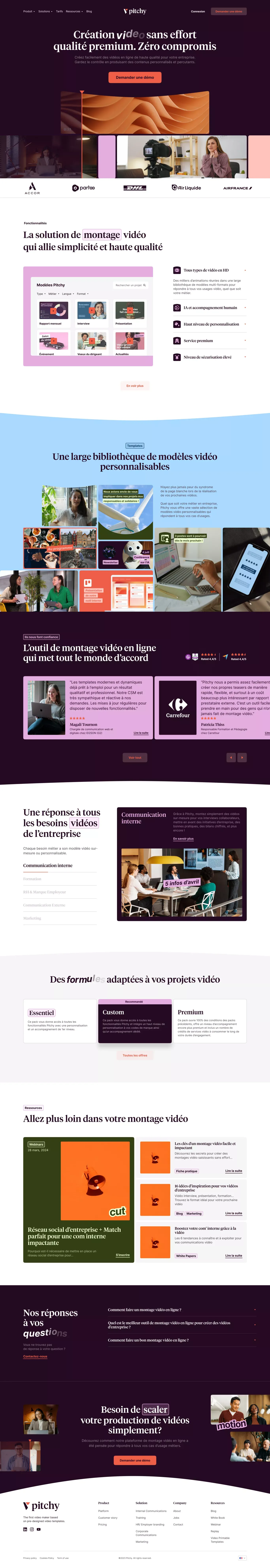 Logiciel de création et montage vidéo en ligne | Pitchy - Landing design