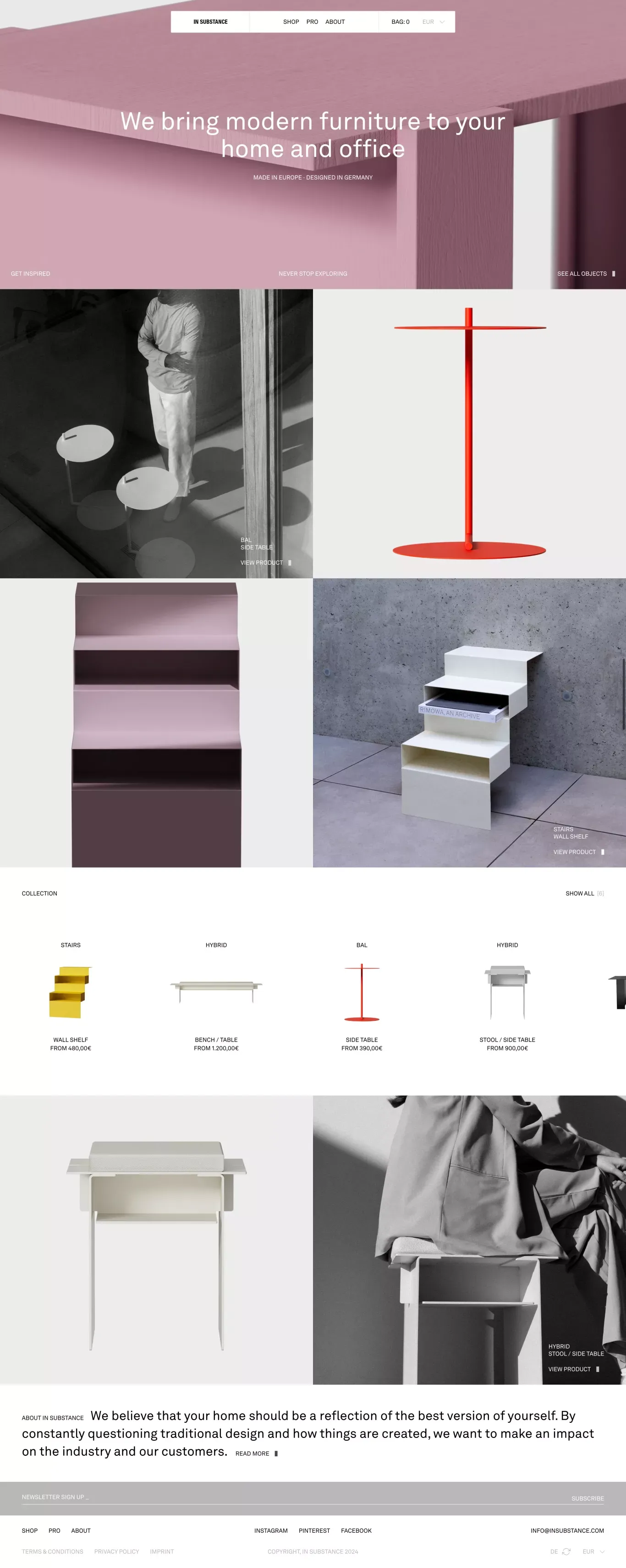 IN SUBSTANCE - Modern Furniture designed in Germany - Ecommerce design