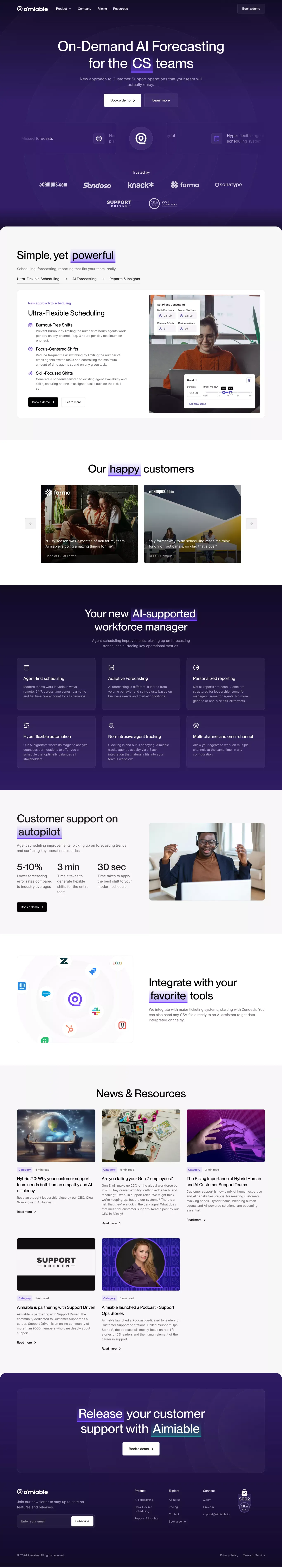 Aimiable | AI driven Customer Support Operating System - Landing design