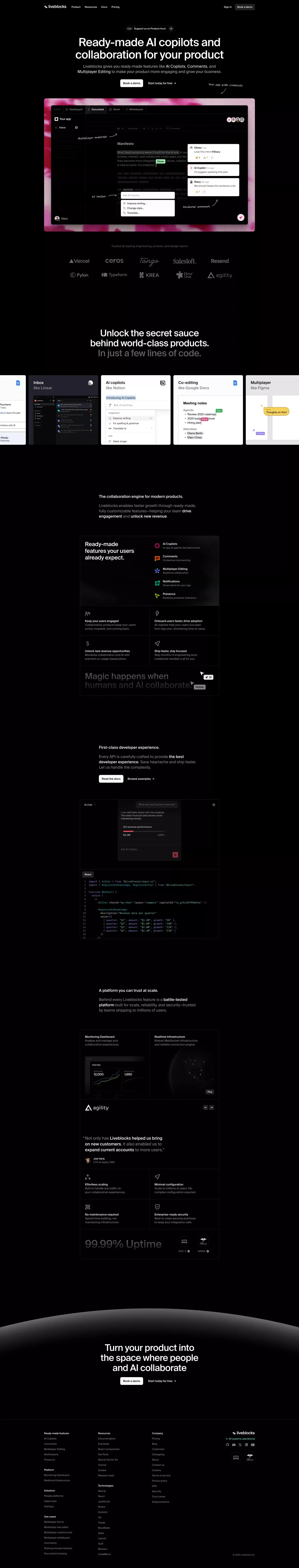 Liveblocks | Unlock collaboration in your product - Landing design
