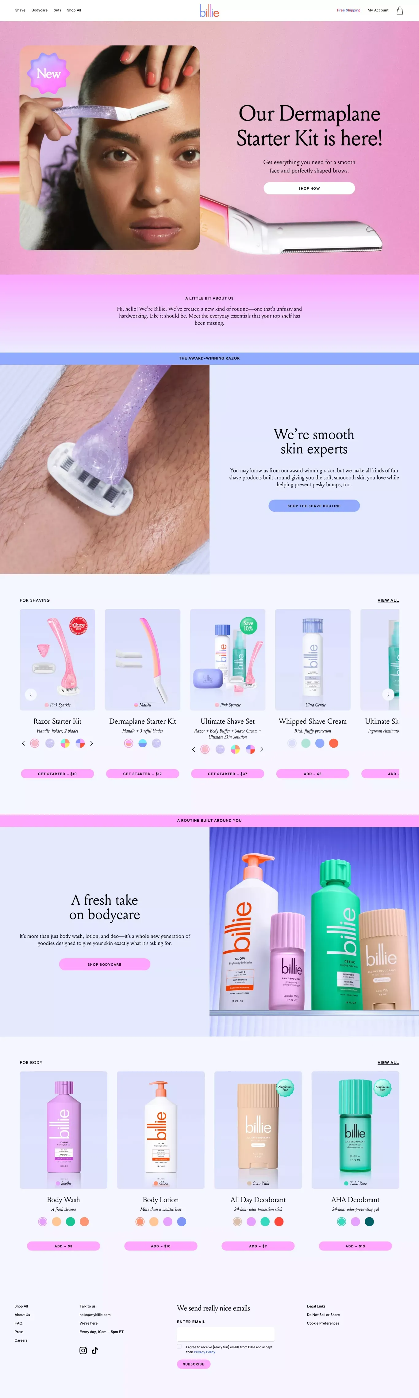 Billie - Ecommerce design