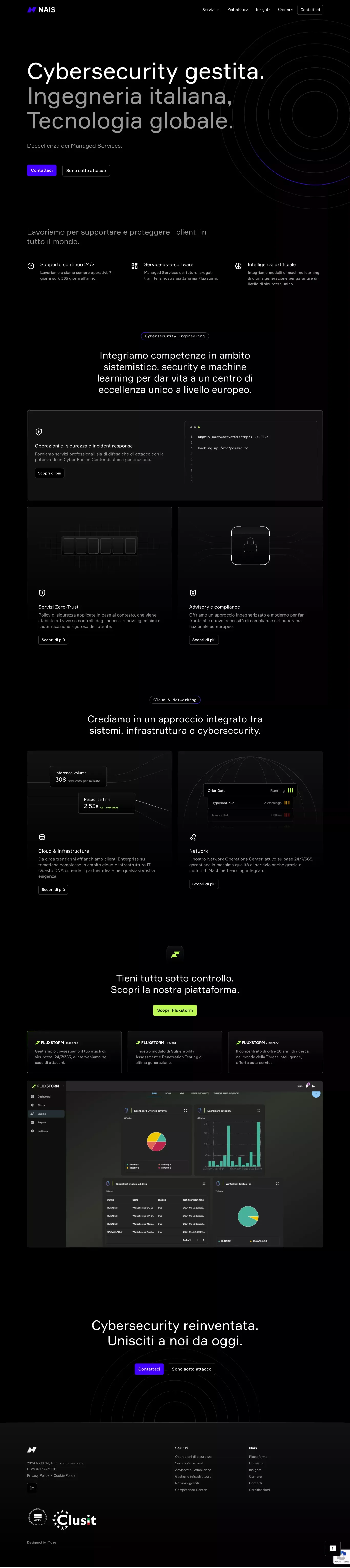 Nais | Cybersecurity gestita. - Landing design