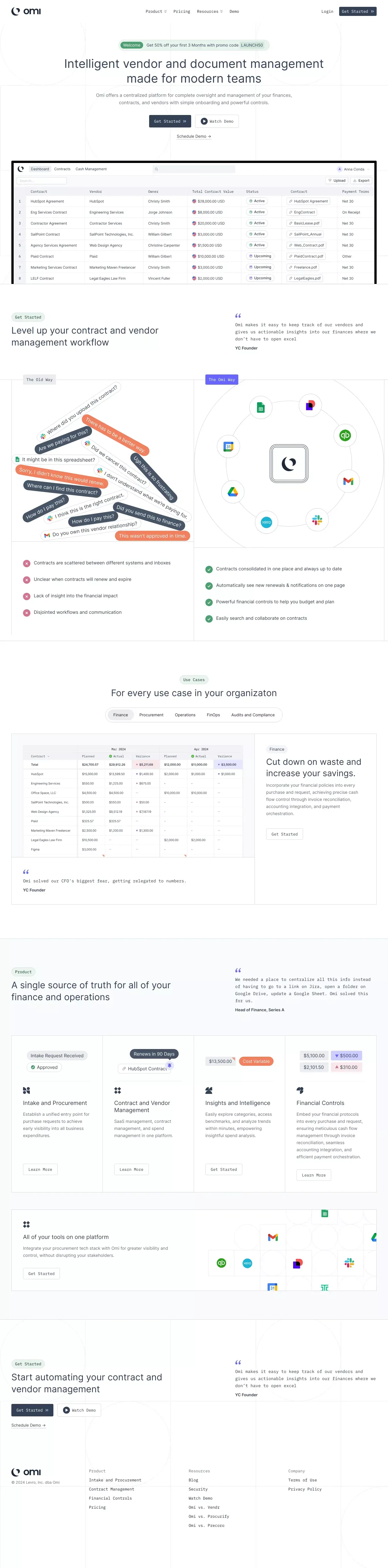 Omi | Vendor and Document Management - Landing design