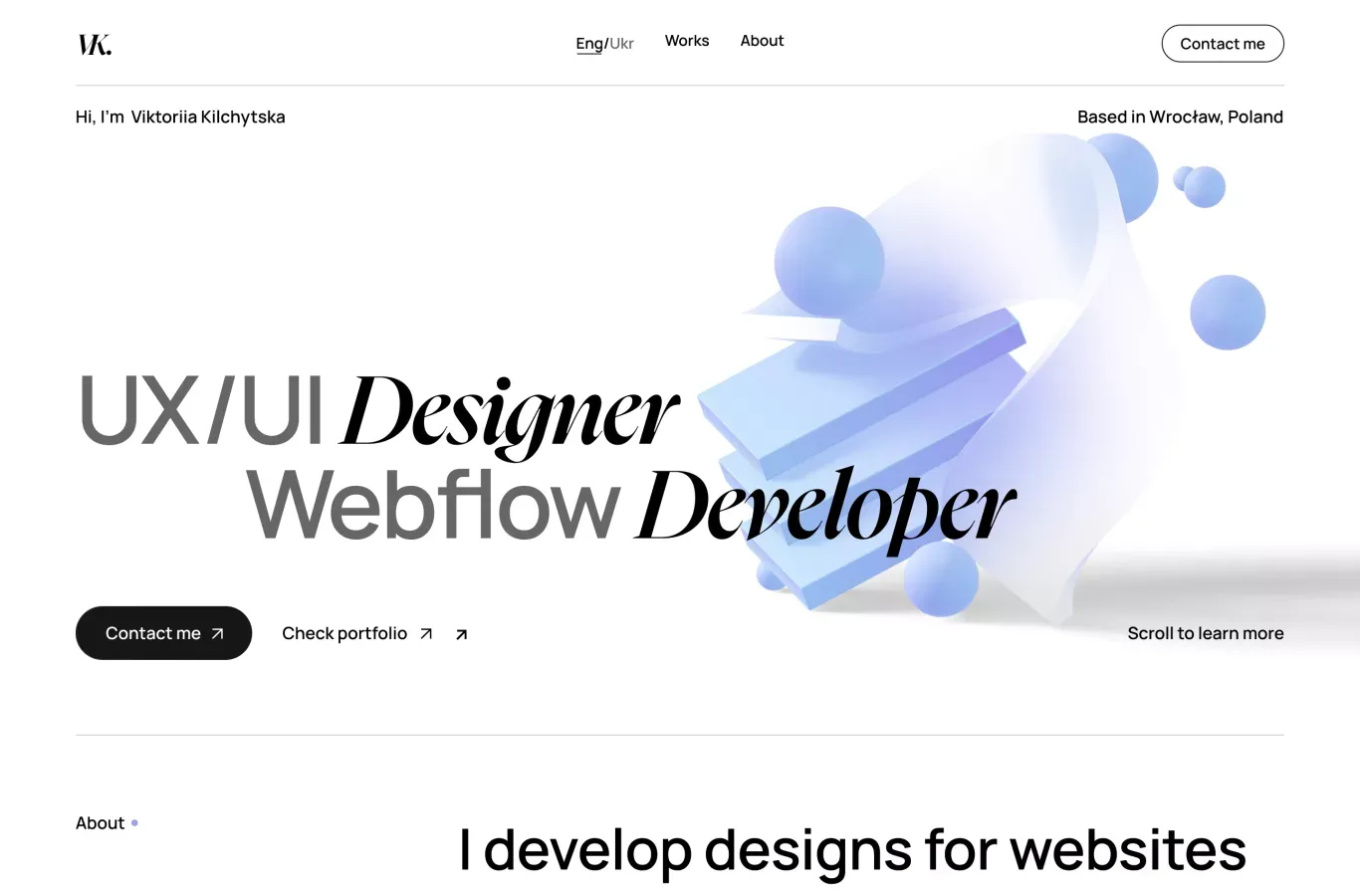 Viktoriia's Site Portfolio - Portfolio design