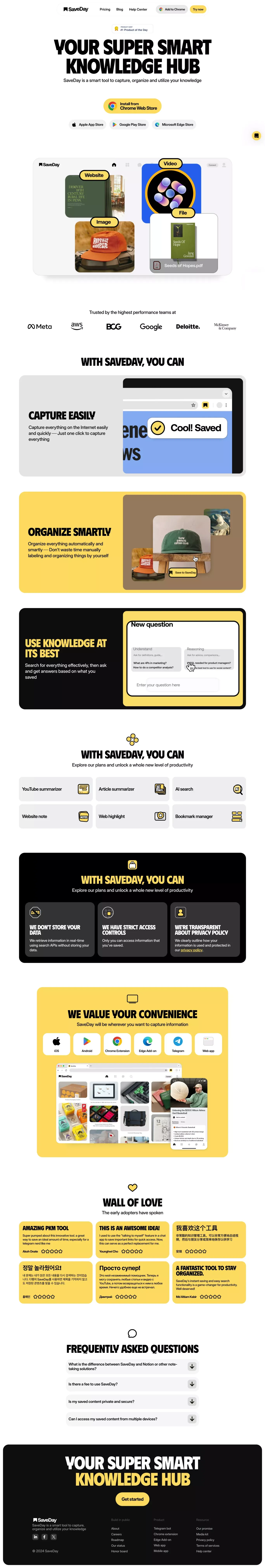 SaveDay - Your Super Smart Knowledge Hub - Landing design
