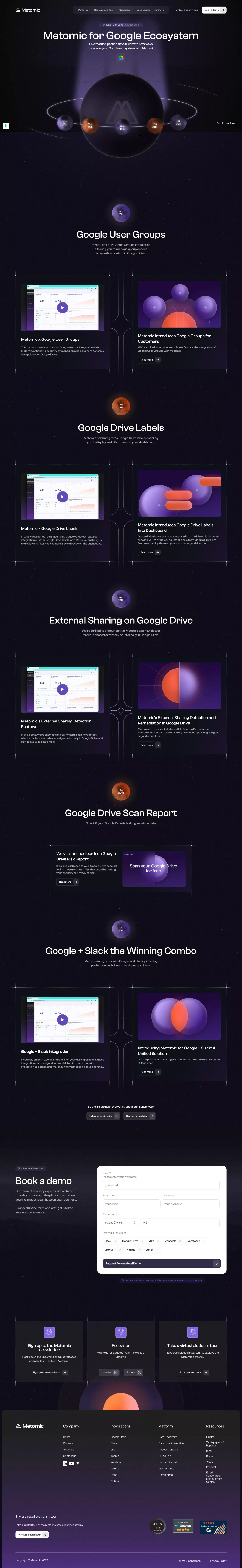Metomic for Google Ecosystem | Launch Week - Landing design