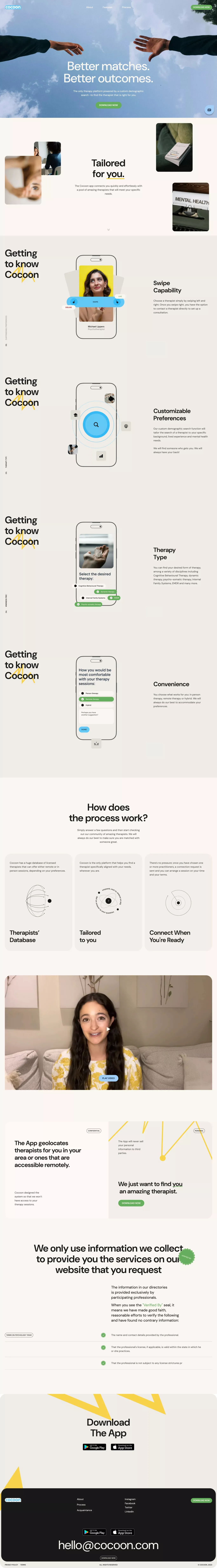Cocoon | Tailored for you - Landing design