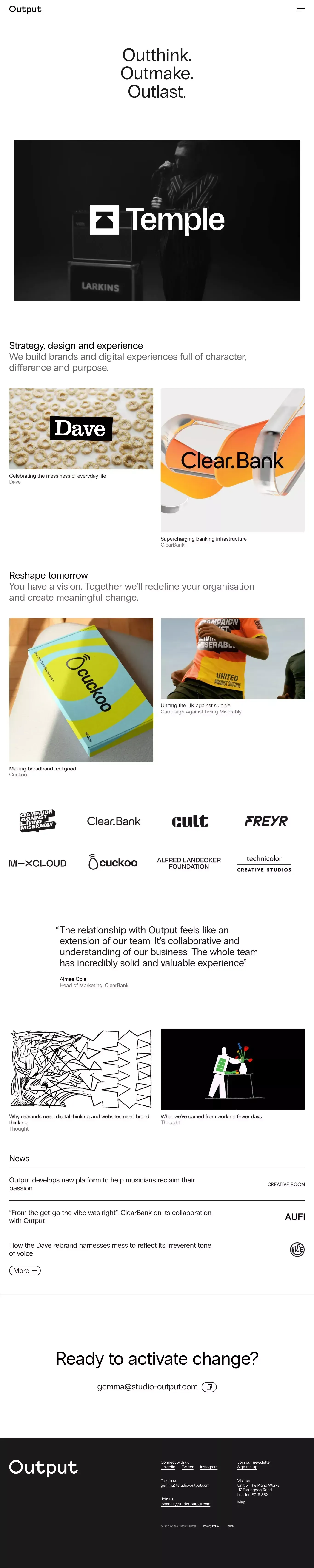Output | Brand and digital design studio - Portfolio design