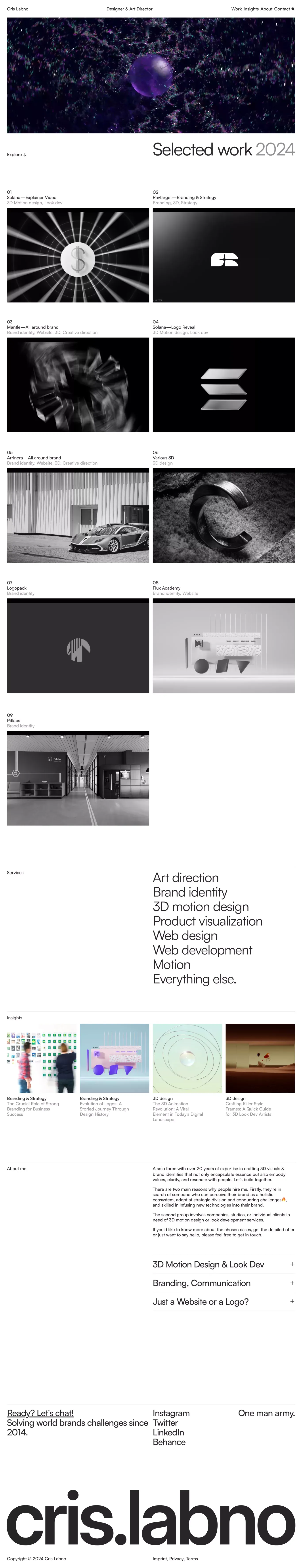 Cris Labno - 3D motion & Brand designer - Portfolio design