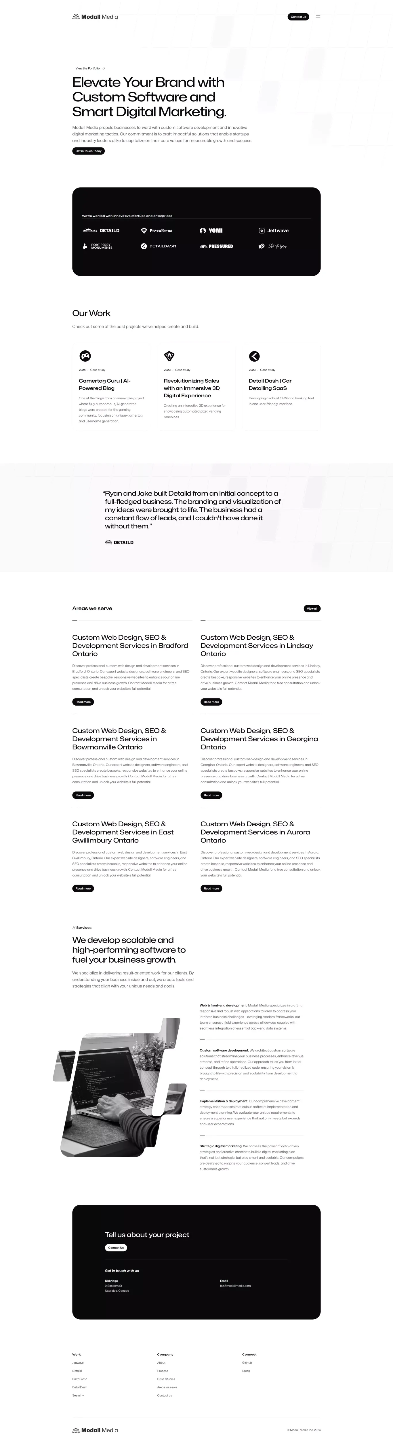 Modall Media - Award winning development studio based in Canada - Landing design