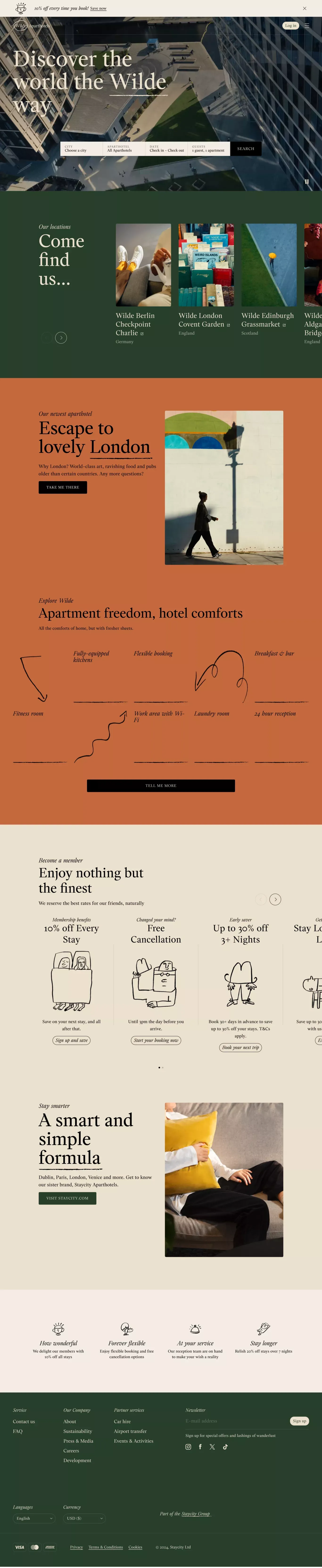 Wilde Aparthotels - Apartment freedom, Hotel comforts - Landing design