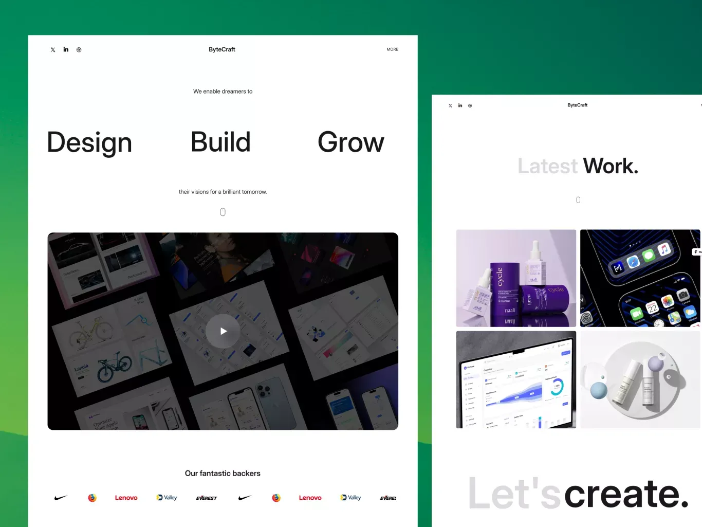 Bytecraft - Digital Agency Website - Portfolio design