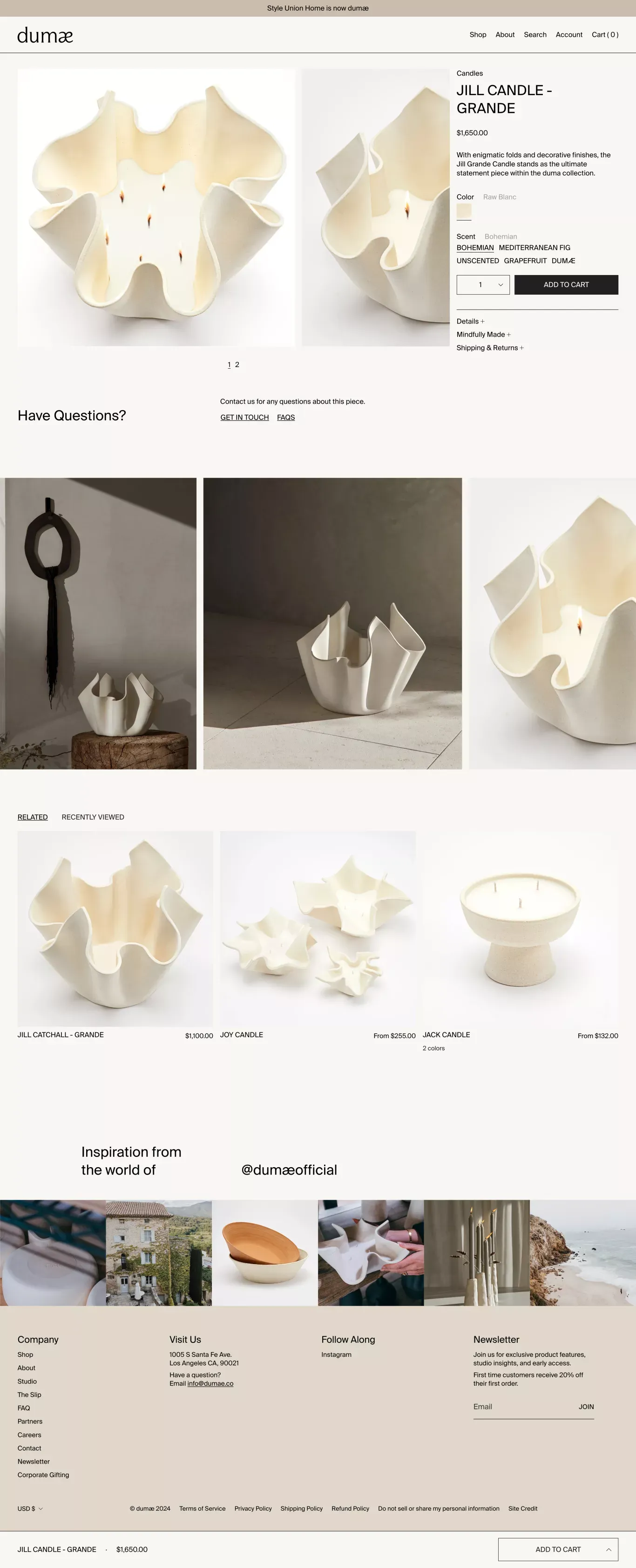 Jill Candle - Grande                  – dumæ - Product page design