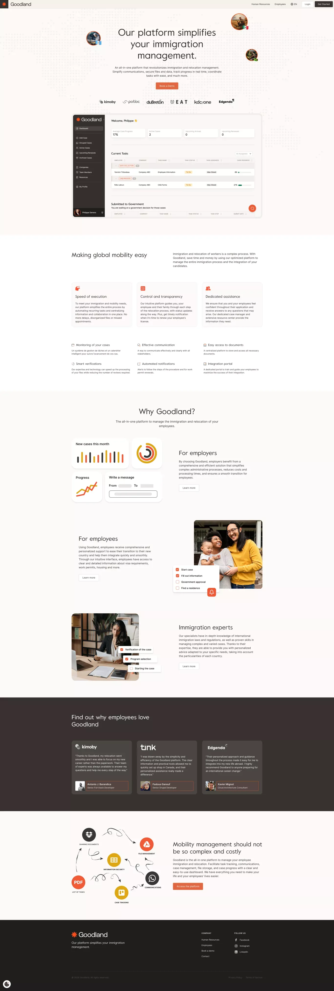 Goodland | Faciliter l'immigration des talents internationaux - Landing design