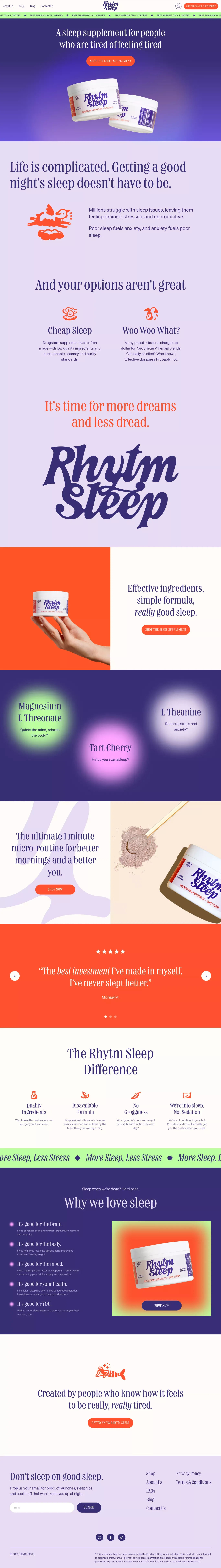 Magnesium L-Threonate Sleep Supplement | Rhytm Sleep - Ecommerce design