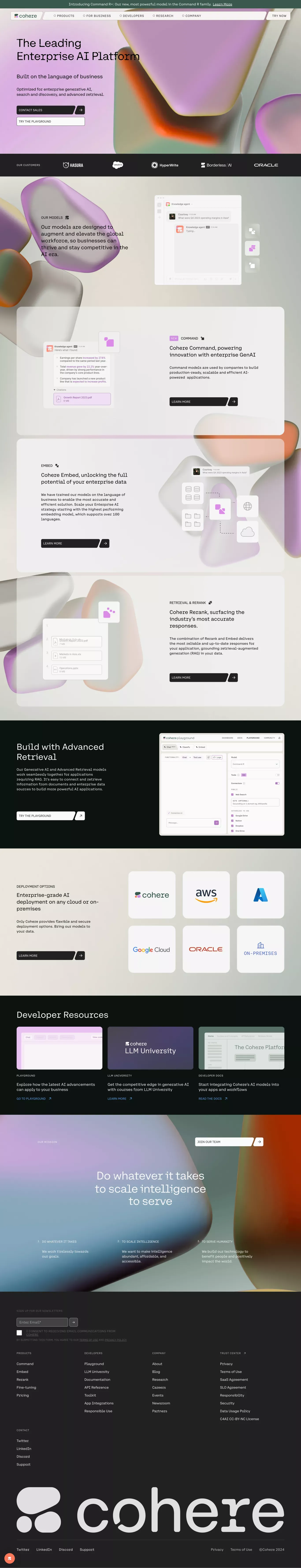 Cohere | The leading AI platform for enterprise - Landing design
