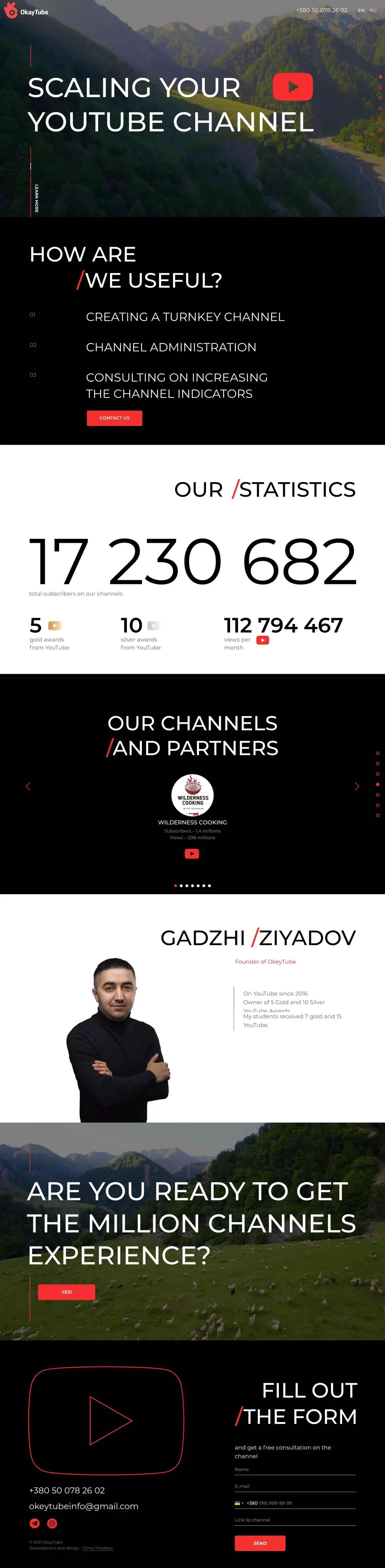 OkayTube - Scaling your YouTube channel - Landing design