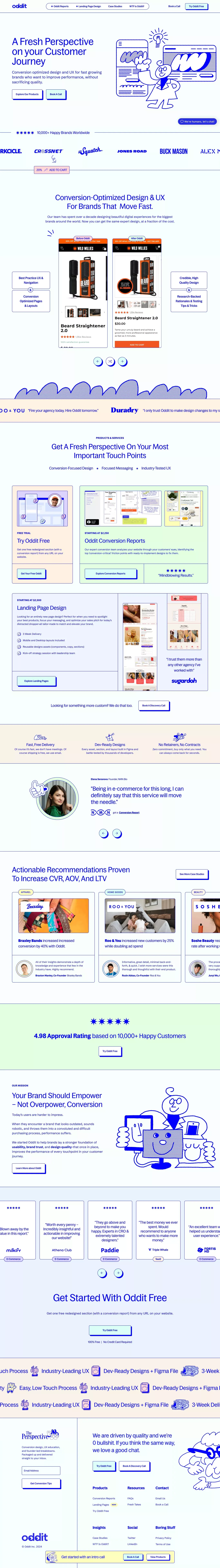Oddit | A Fresh Perspective on your Customer Journey - Landing design