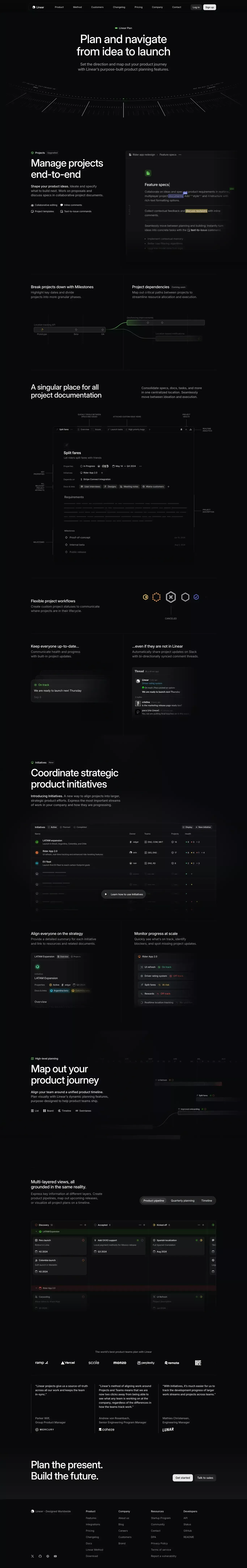 Linear Plan – Set the product direction - Landing design