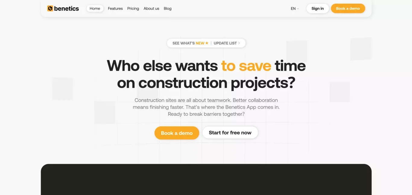 Benetics // Dein digitaler Bau-Assistent - Product page design