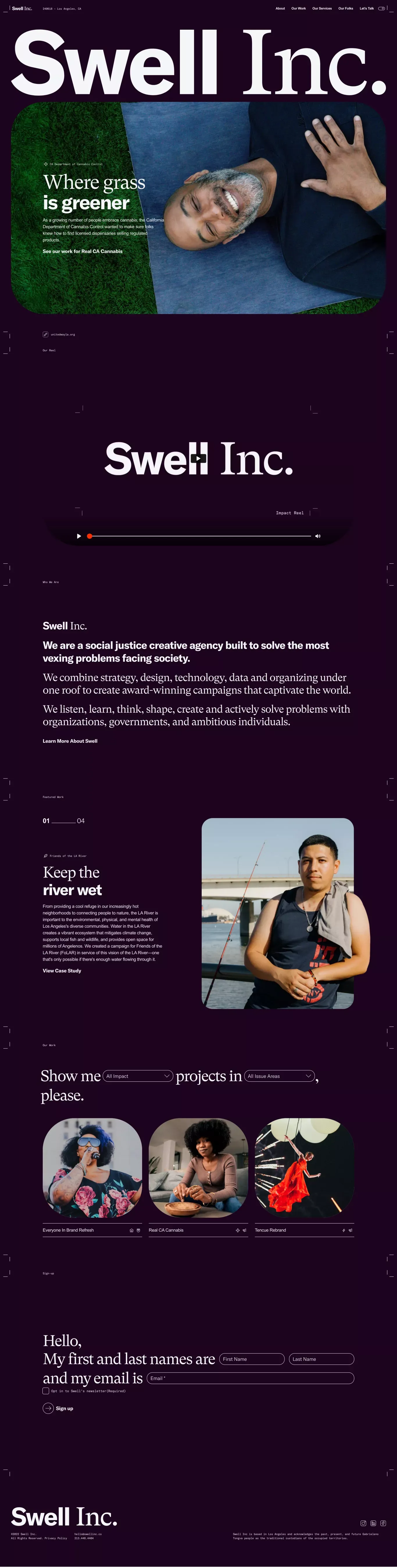 Swell Inc | Creative and Marketing for Social Justice - Portfolio design