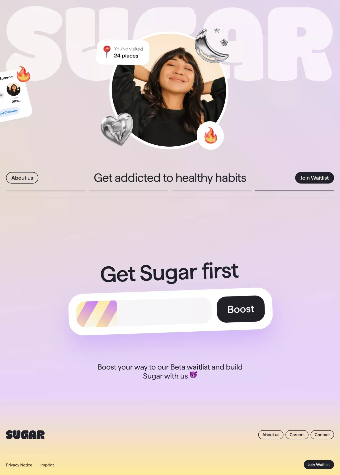 Sugar - Social media just got healthy - Landing design
