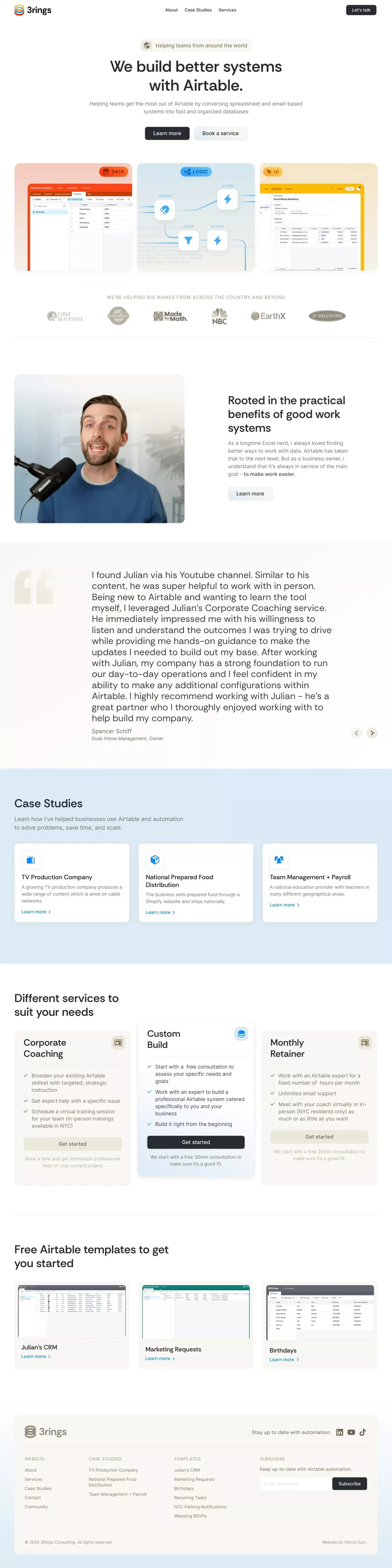 3Rings Consulting - Landing design