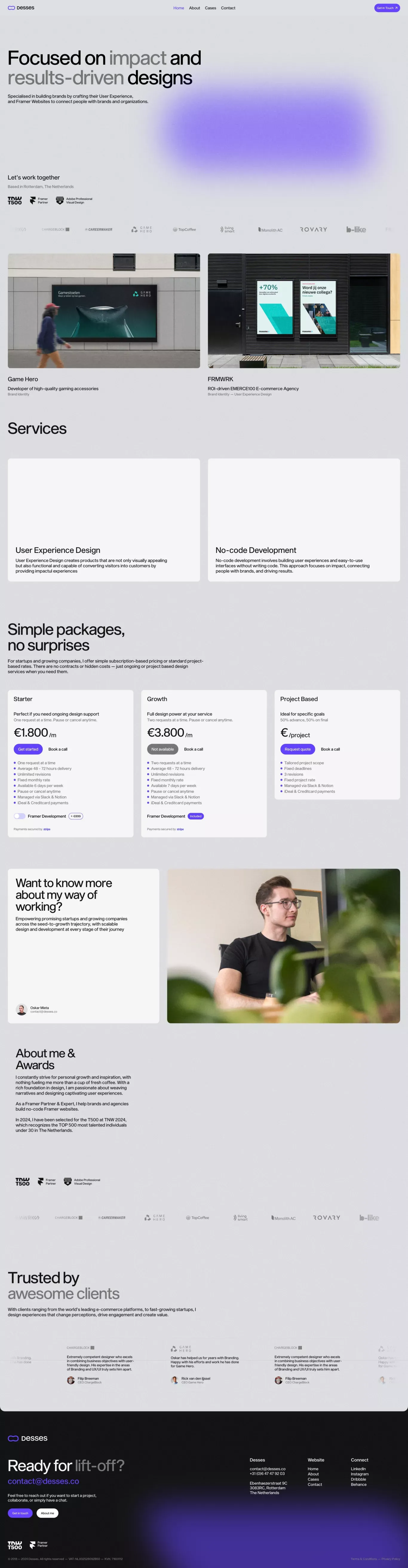 Desses — UX/UI Design & Framer Development - Portfolio design
