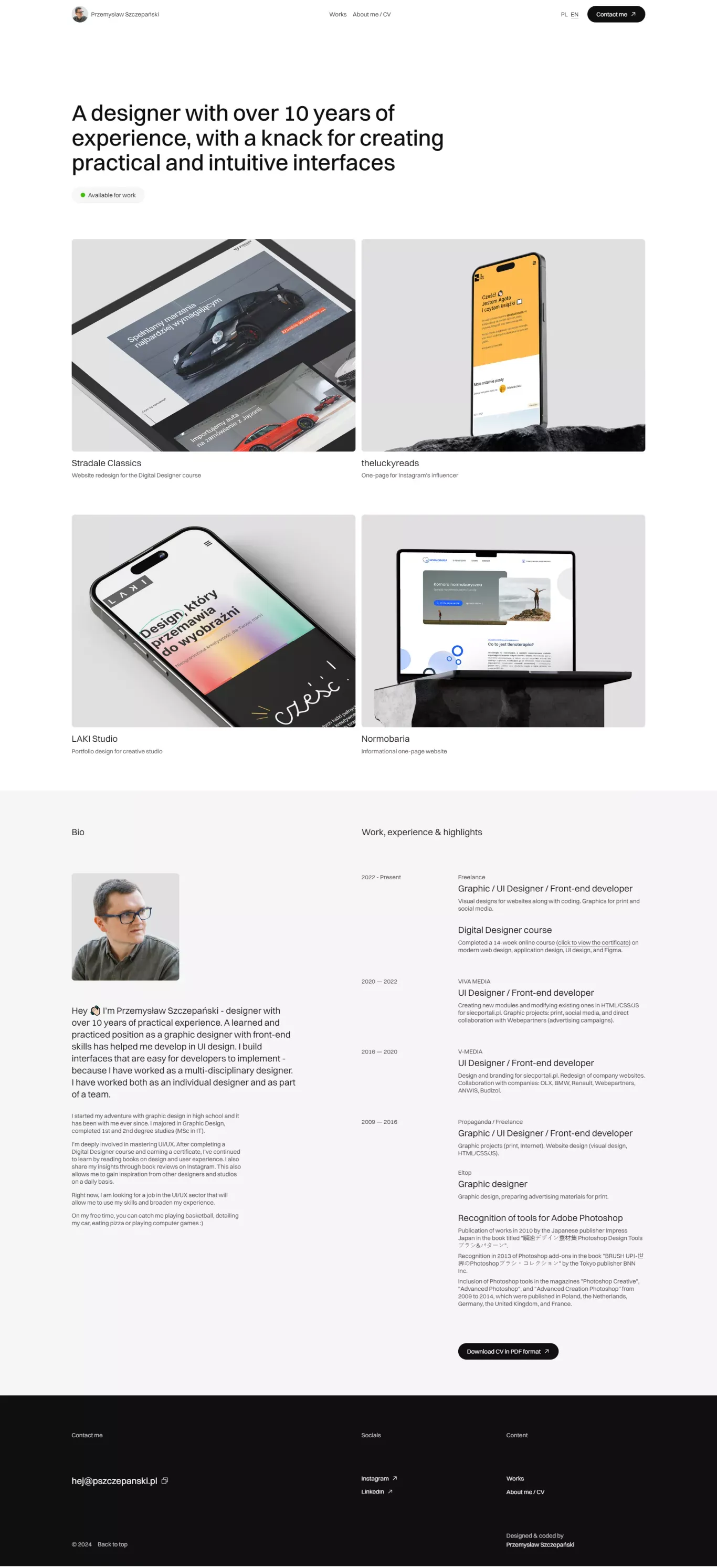 Przemysław Szczepański - UI/UX Designer portfolio - Portfolio design