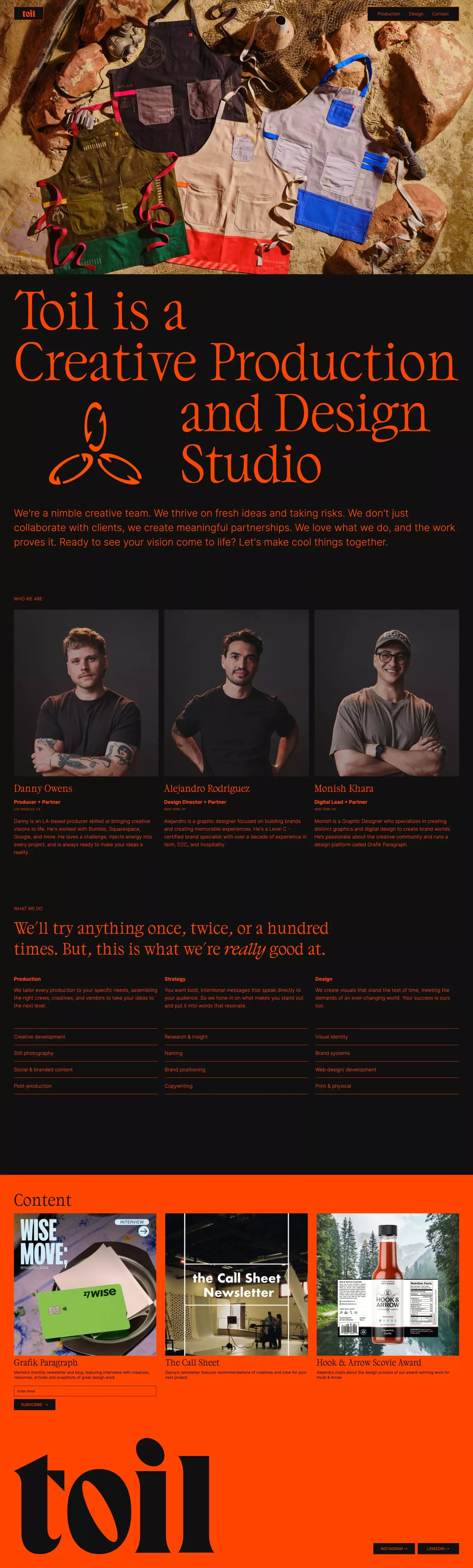 Toil — A Creative Production and Design Studio - Portfolio design