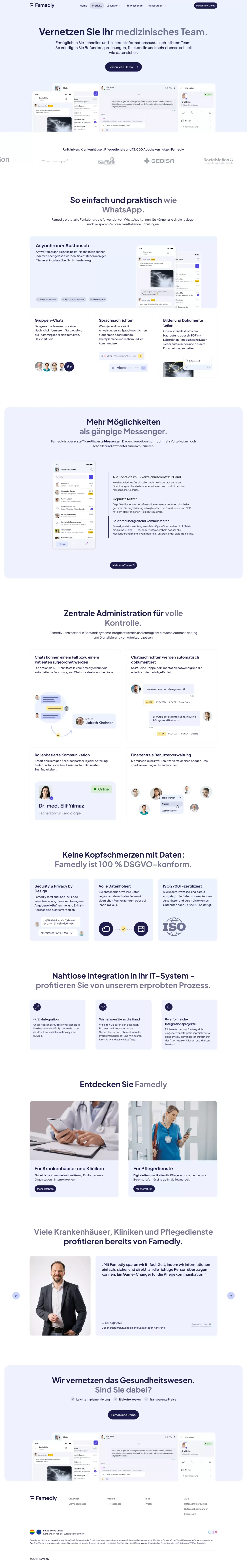 Famedly » TI-Messenger (100% DSGVO) - Product page design