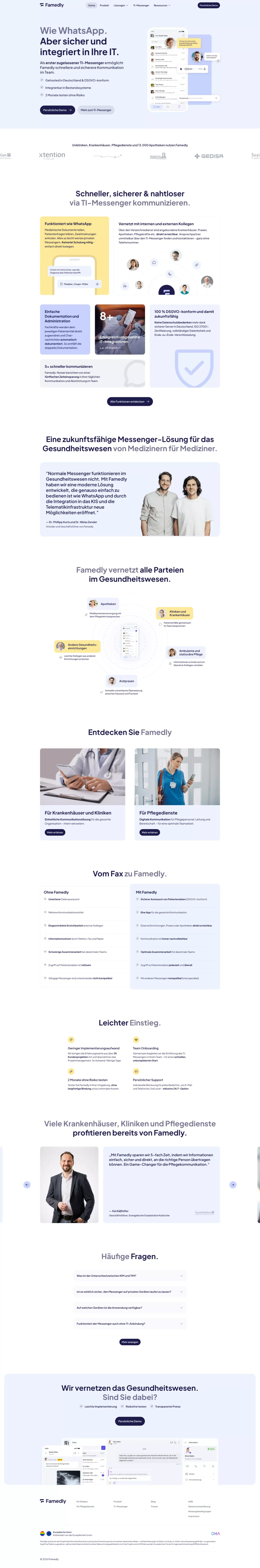 Famedly » TI-Messenger im Gesundheitswesen - Landing design
