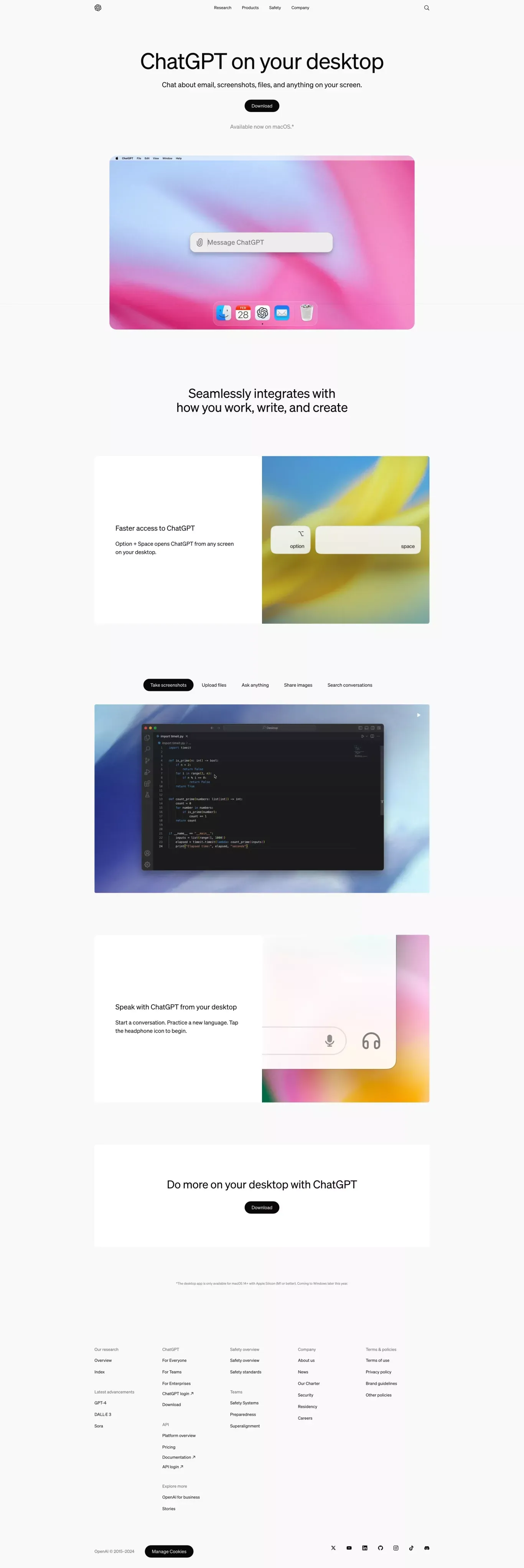 ChatGPT on your desktop - Landing design