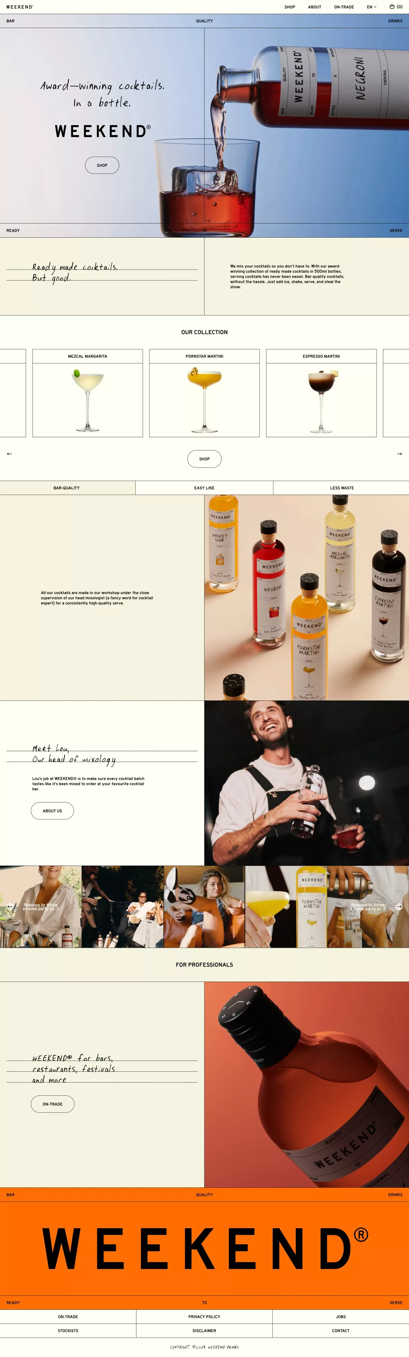 WEEKEND® | Ready Made Cocktails. But good. – WEEKEND® DRINKS - Ecommerce design