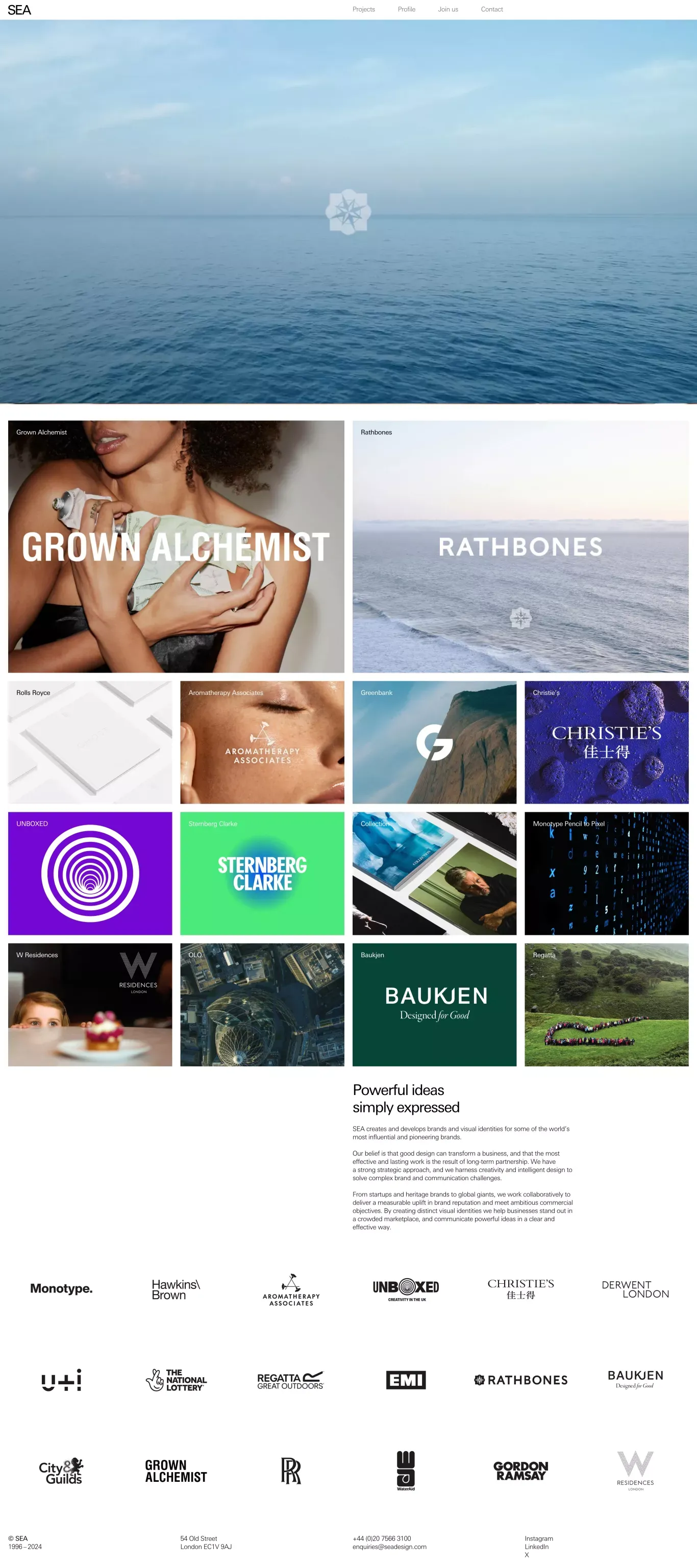 SEA / We are all about brands. We help our clients grow and develop by harnessing good design. - Portfolio design