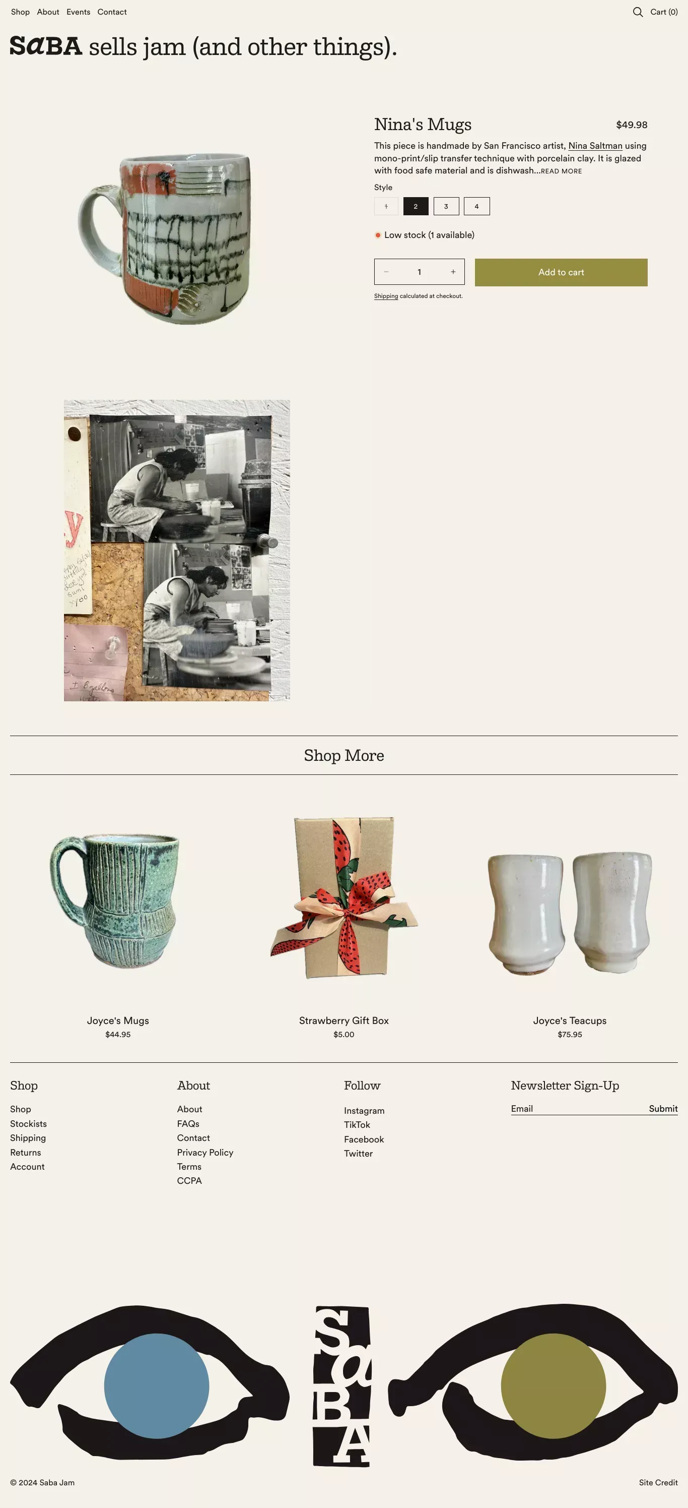 Nina's Mugs – saba jam - Product page design