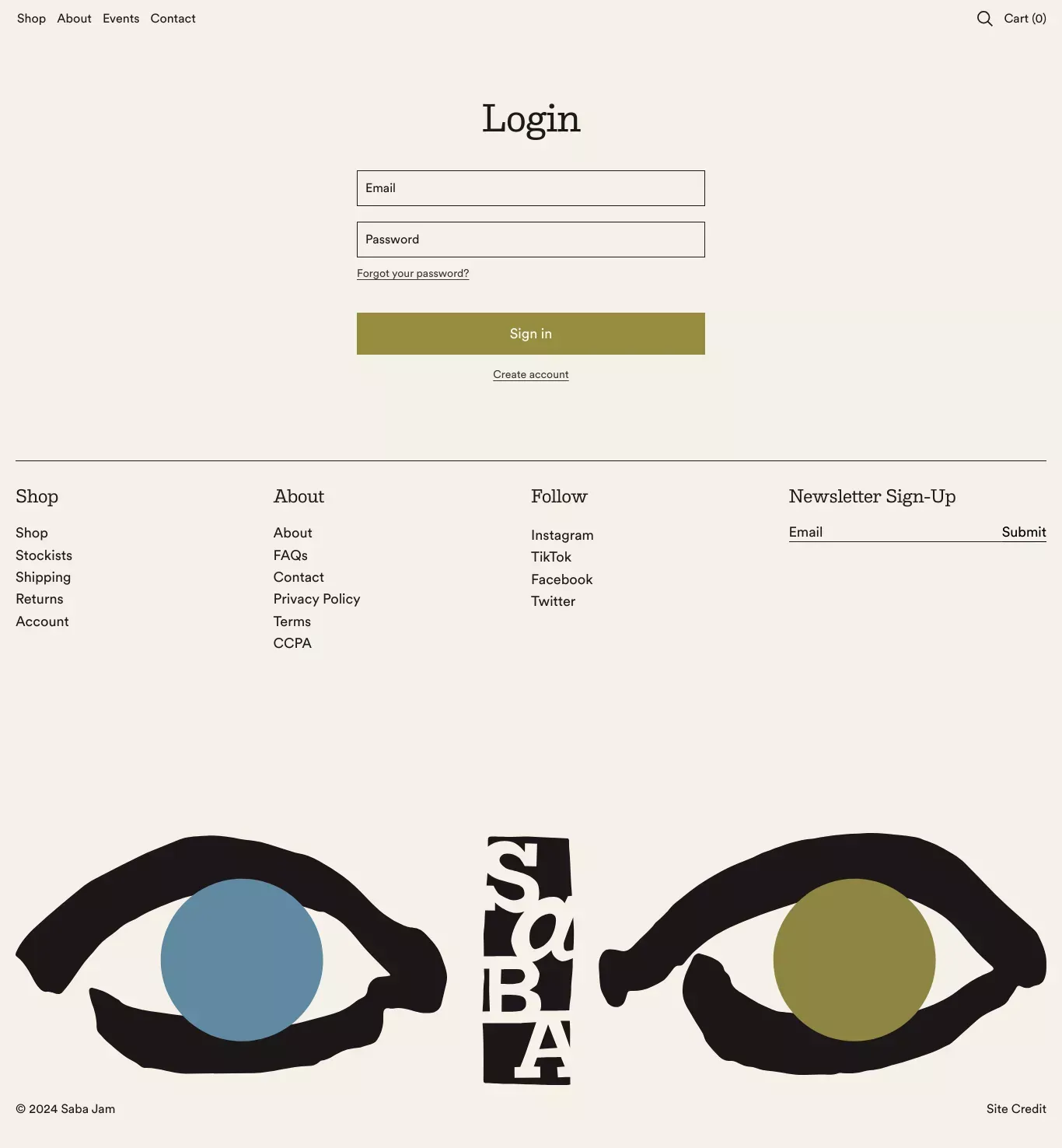 Account – saba jam - Sign Up design