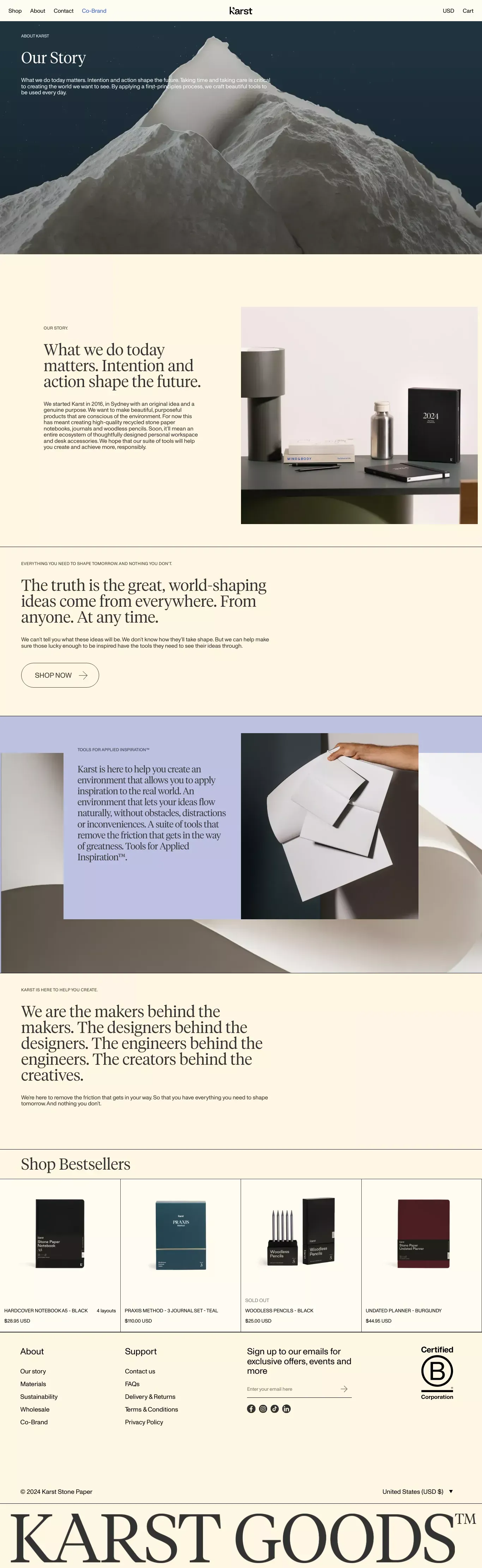 Karst Goods | About - Our Story Page - About Us  design