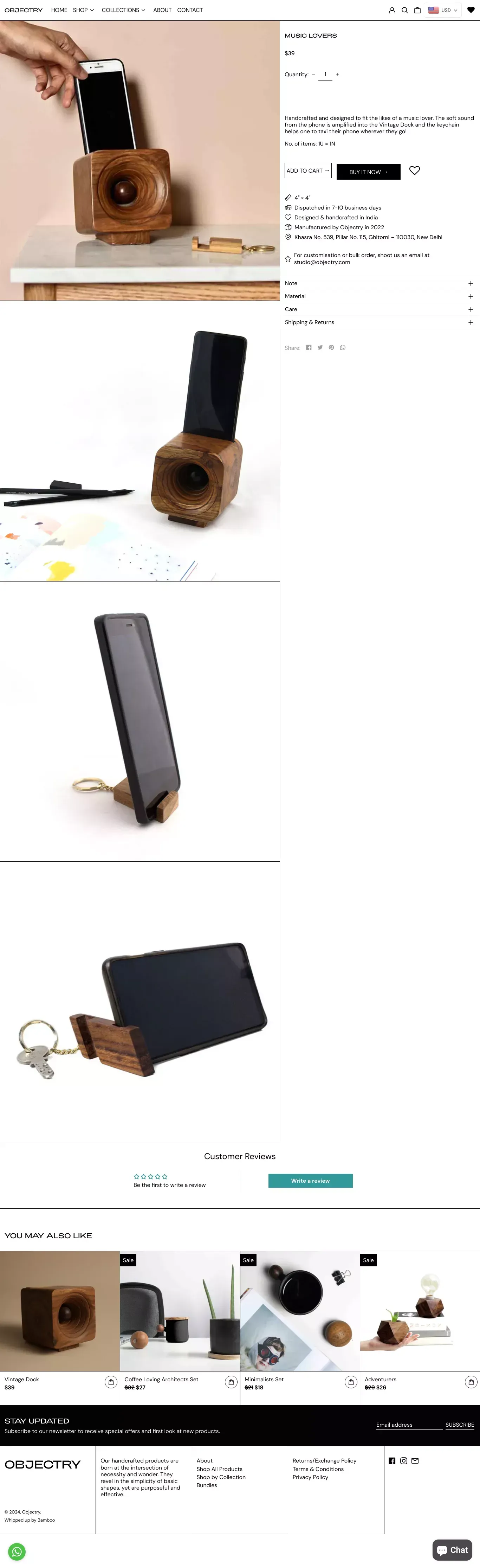 Music Lovers– Objectry - Product page design
