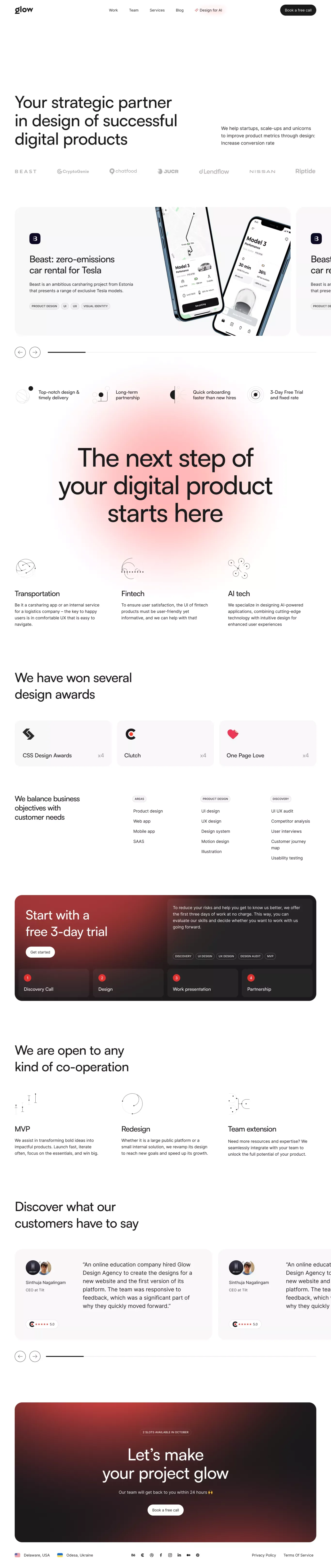 UX/UI & Branding Product Design Agency - Glow Team - Portfolio design